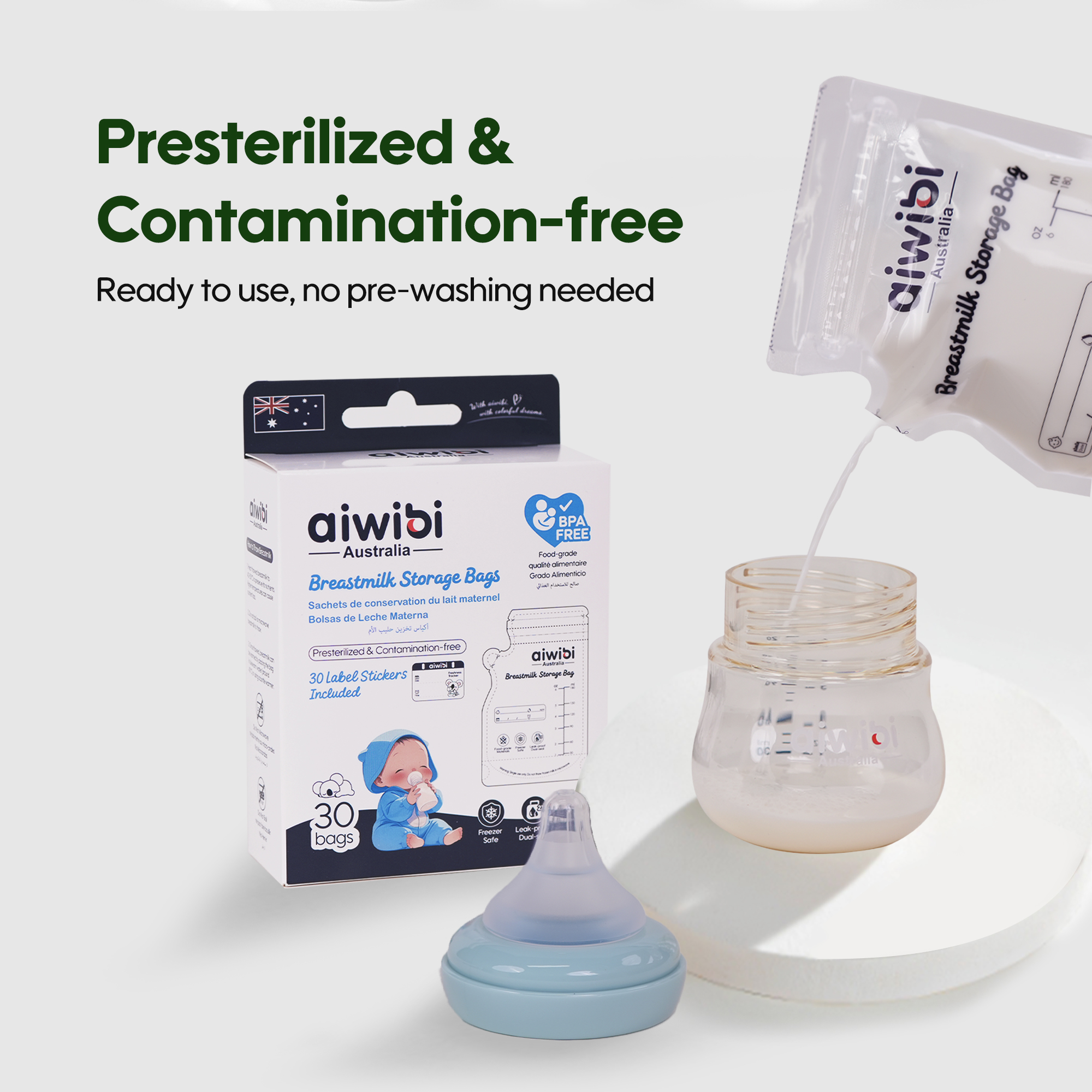 Sachets jetables de conservation du lait maternel (30 sachets)