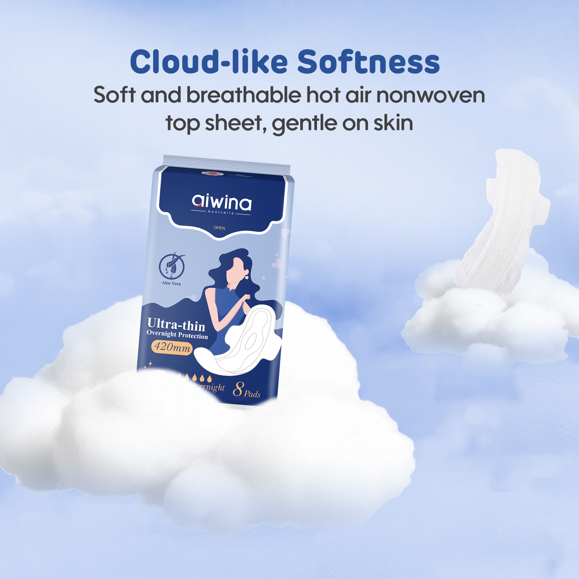 Serviettes Hygiéniques (noyau absorbant * 420mm de 8 serviettes)