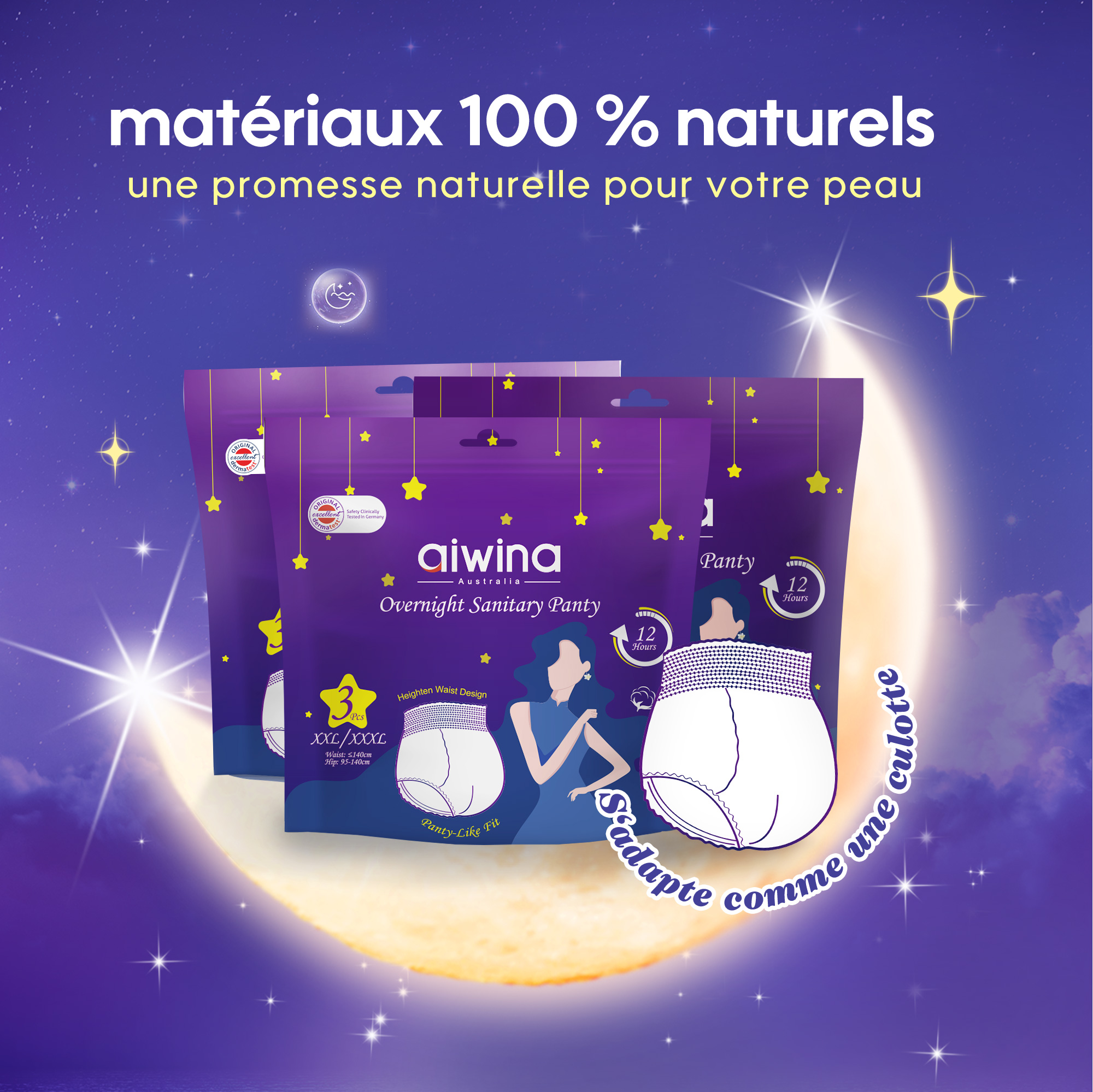 Culotte hygiénique de nuit (S/M; L/XL; XXL/XXXL)